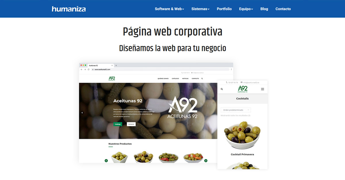 Página web corporativa Humaniza